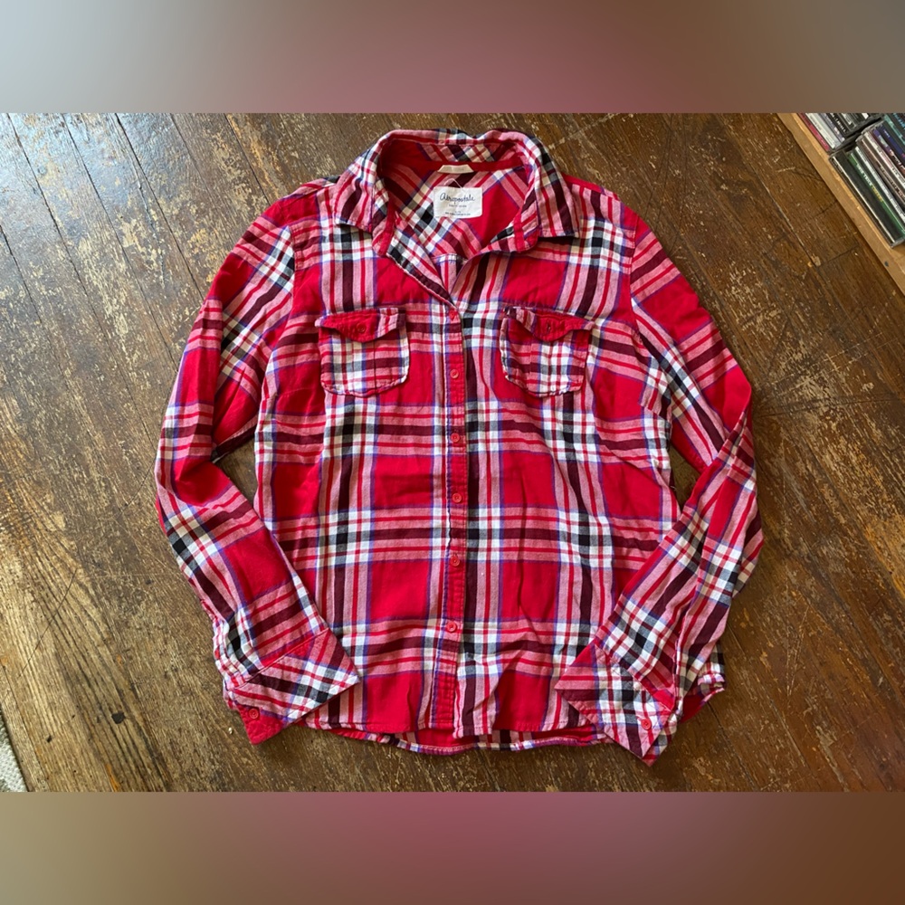 Aeropostale Red Plaid Button Up Juniors Size XL